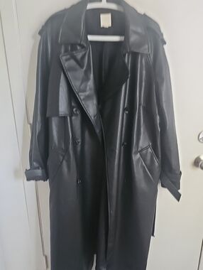 H&M Black Trench Coat with Belt Detail